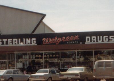 A historic photo of the original Sterling Drugs storefront in Austin, MN.