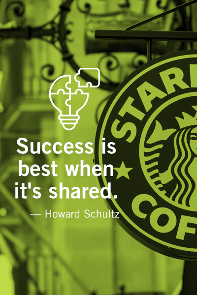 Success is best when it's shared. Howard Schultz.